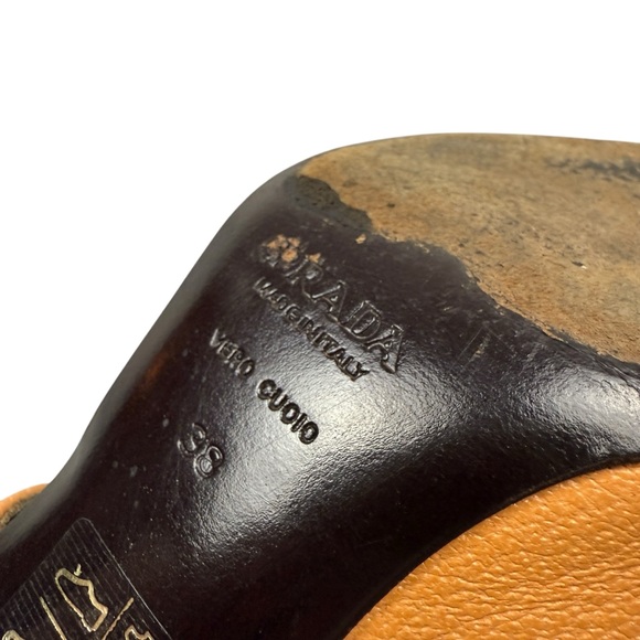 Prada Vintage Y2K 2000s Mary Jane Strap Flower Appliqué Kitten Heel Mules - Picture 9 of 10